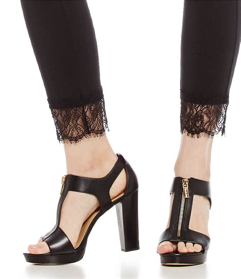 michael michael kors berkley leather zip-up block heel sandals|Michael Kors mid sandals.